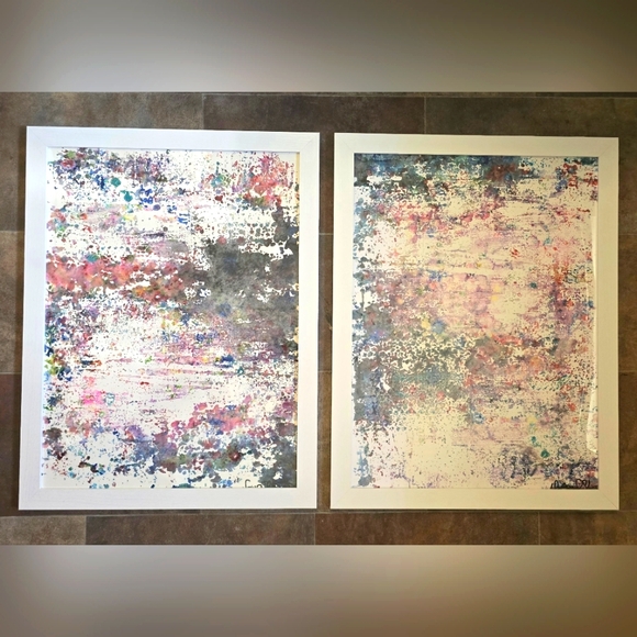 Hand Crafted Other - 2pc HANDCRAFTED Abstract Painting HANDMADE & HANDPAINTED Framed Wall Art Decor
